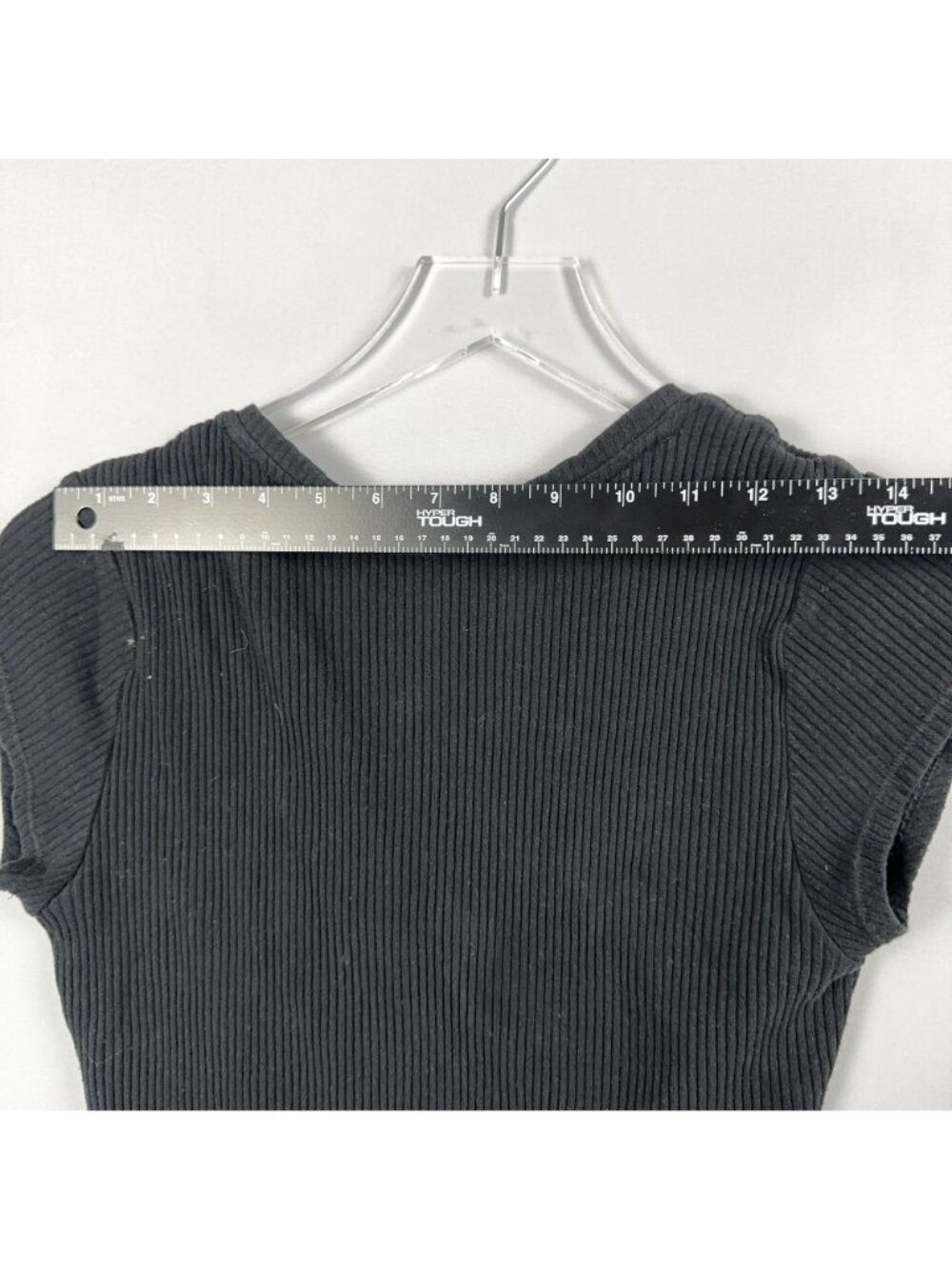 Calvin Klein Jeans Bodysuit Womens Size Medium Black Ribbed V-Neck Short Sleeve - Picture 11 of 13